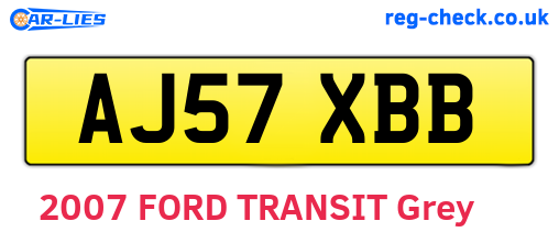 AJ57XBB are the vehicle registration plates.