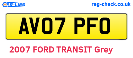 AV07PFO are the vehicle registration plates.