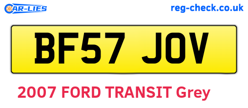 BF57JOV are the vehicle registration plates.