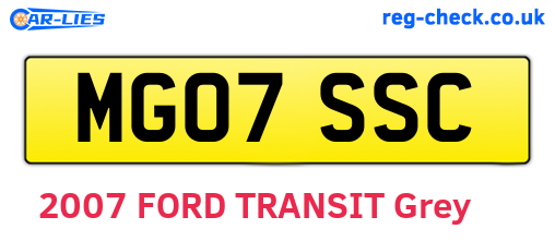 MG07SSC are the vehicle registration plates.