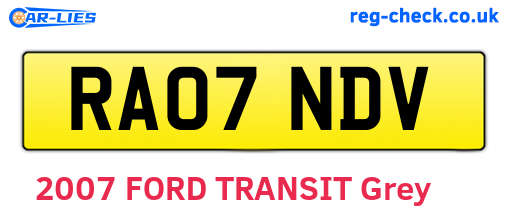 RA07NDV are the vehicle registration plates.