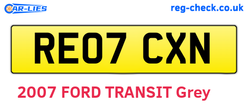 RE07CXN are the vehicle registration plates.