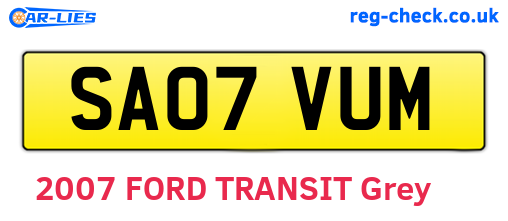 SA07VUM are the vehicle registration plates.