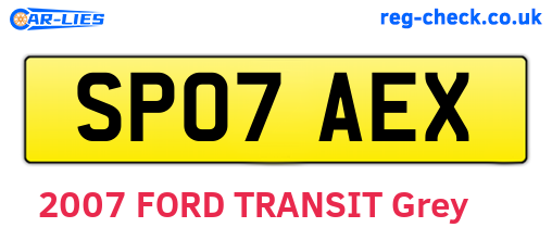 SP07AEX are the vehicle registration plates.
