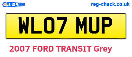 WL07MUP are the vehicle registration plates.