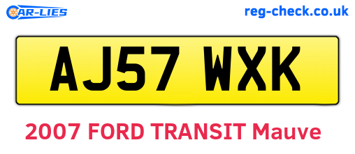 AJ57WXK are the vehicle registration plates.