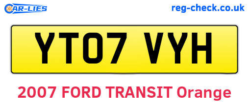 YT07VYH are the vehicle registration plates.