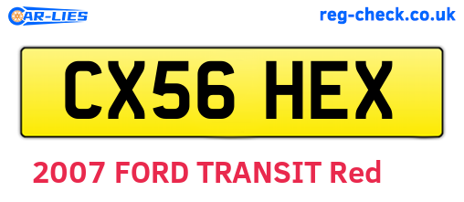 CX56HEX are the vehicle registration plates.