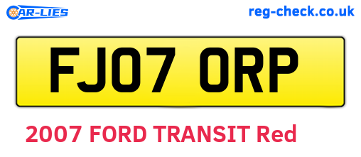 FJ07ORP are the vehicle registration plates.
