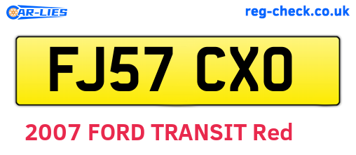 FJ57CXO are the vehicle registration plates.
