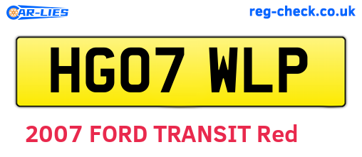 HG07WLP are the vehicle registration plates.