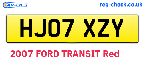 HJ07XZY are the vehicle registration plates.
