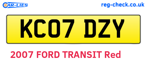 KC07DZY are the vehicle registration plates.