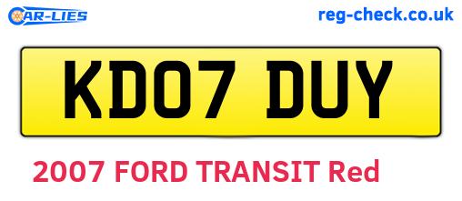 KD07DUY are the vehicle registration plates.