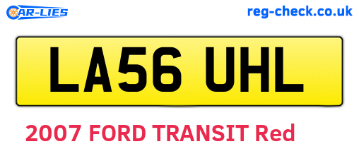 LA56UHL are the vehicle registration plates.