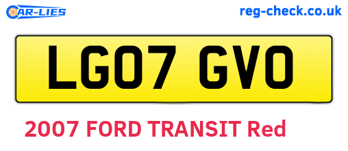 LG07GVO are the vehicle registration plates.