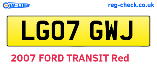 LG07GWJ are the vehicle registration plates.