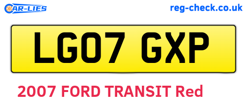 LG07GXP are the vehicle registration plates.