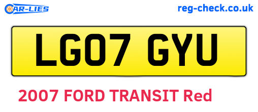 LG07GYU are the vehicle registration plates.