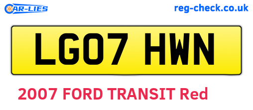 LG07HWN are the vehicle registration plates.
