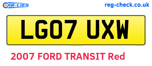 LG07UXW are the vehicle registration plates.