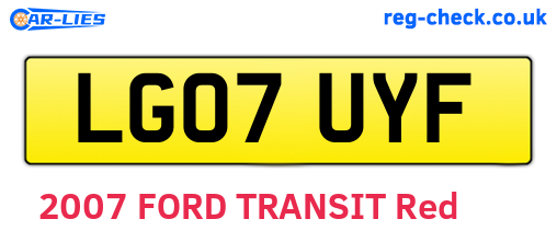 LG07UYF are the vehicle registration plates.