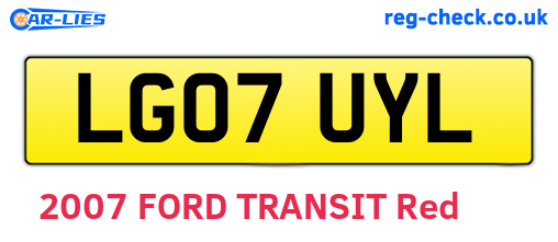 LG07UYL are the vehicle registration plates.