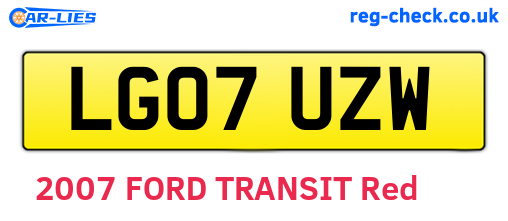 LG07UZW are the vehicle registration plates.
