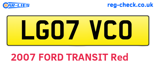 LG07VCO are the vehicle registration plates.