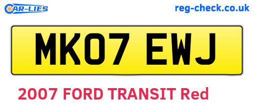 MK07EWJ are the vehicle registration plates.