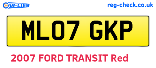 ML07GKP are the vehicle registration plates.