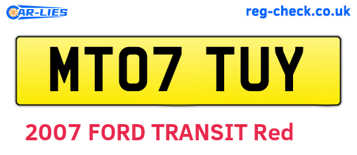 MT07TUY are the vehicle registration plates.
