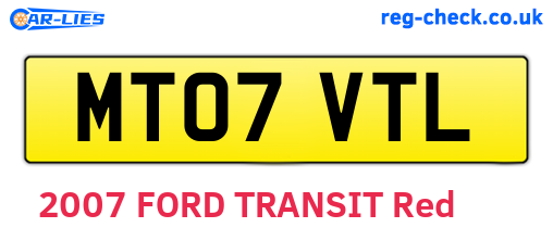 MT07VTL are the vehicle registration plates.