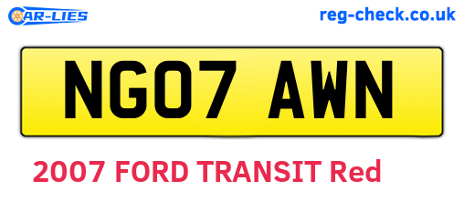 NG07AWN are the vehicle registration plates.