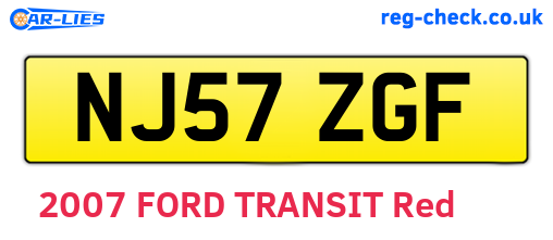 NJ57ZGF are the vehicle registration plates.