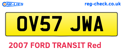 OV57JWA are the vehicle registration plates.