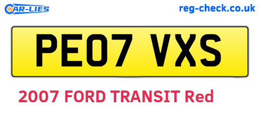 PE07VXS are the vehicle registration plates.