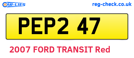 PEP247 are the vehicle registration plates.
