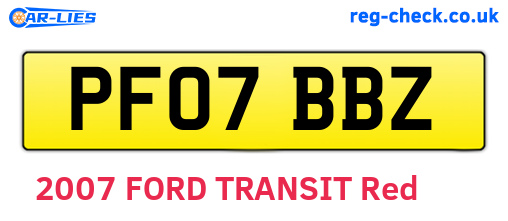 PF07BBZ are the vehicle registration plates.