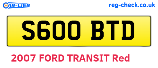 S600BTD are the vehicle registration plates.