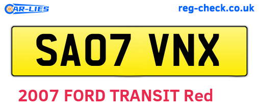 SA07VNX are the vehicle registration plates.