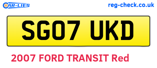 SG07UKD are the vehicle registration plates.