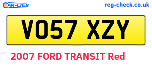 VO57XZY are the vehicle registration plates.