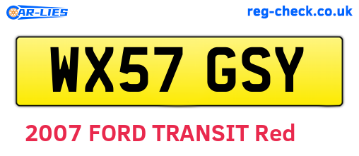 WX57GSY are the vehicle registration plates.