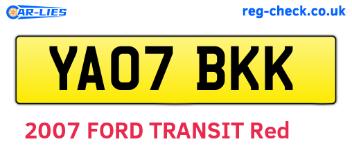 YA07BKK are the vehicle registration plates.