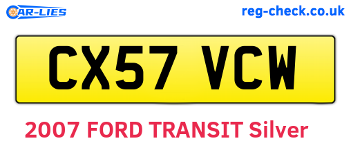CX57VCW are the vehicle registration plates.