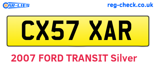 CX57XAR are the vehicle registration plates.