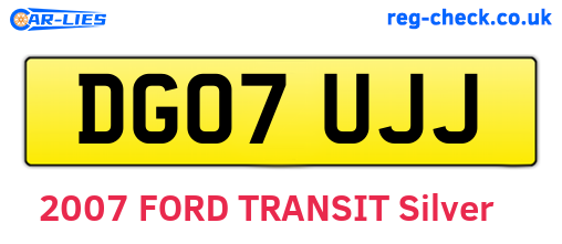 DG07UJJ are the vehicle registration plates.