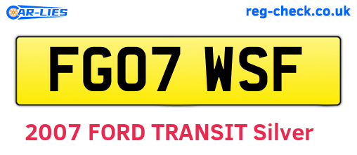 FG07WSF are the vehicle registration plates.
