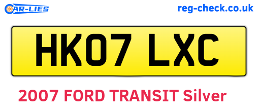 HK07LXC are the vehicle registration plates.